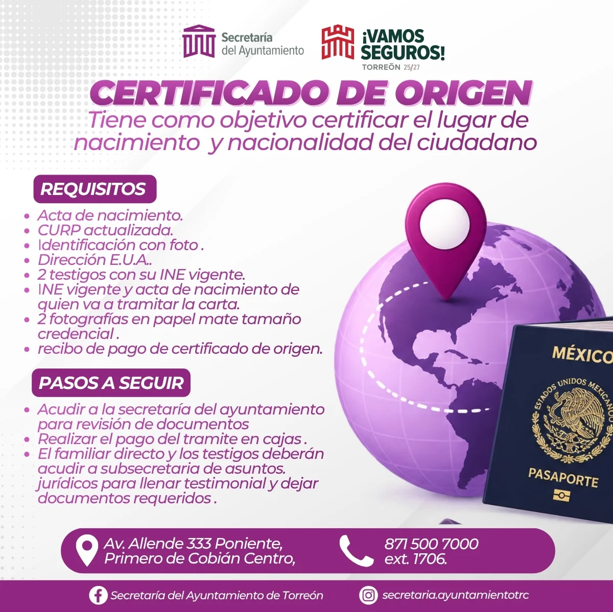   Informan procedimiento para tramitar el certificado de origen en Torreón