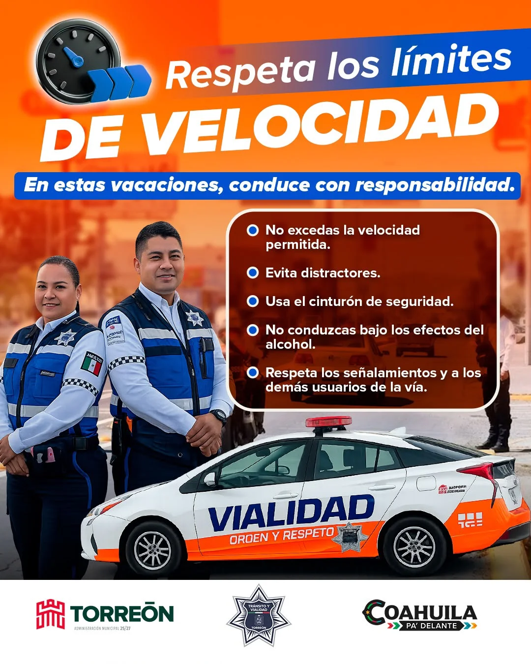 Exhorta Tránsito y Vialidad a conductores a respetar los límites de velocidad